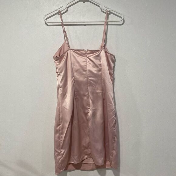 Forever 21 Pink Satin Bow Mini Dress | Size M | Elegant Party / Date Night Look - Picture 2 of 4